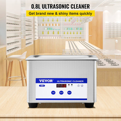 0.8L Professional Ultrasonic Cleaner 304 Stainless Steel Digital Lab Ultrasonic Cleaner with Timer for Jewelry Watch Glasses Circuit Board Dentures Small Parts Dental Instrument (0.8L) - Image 2