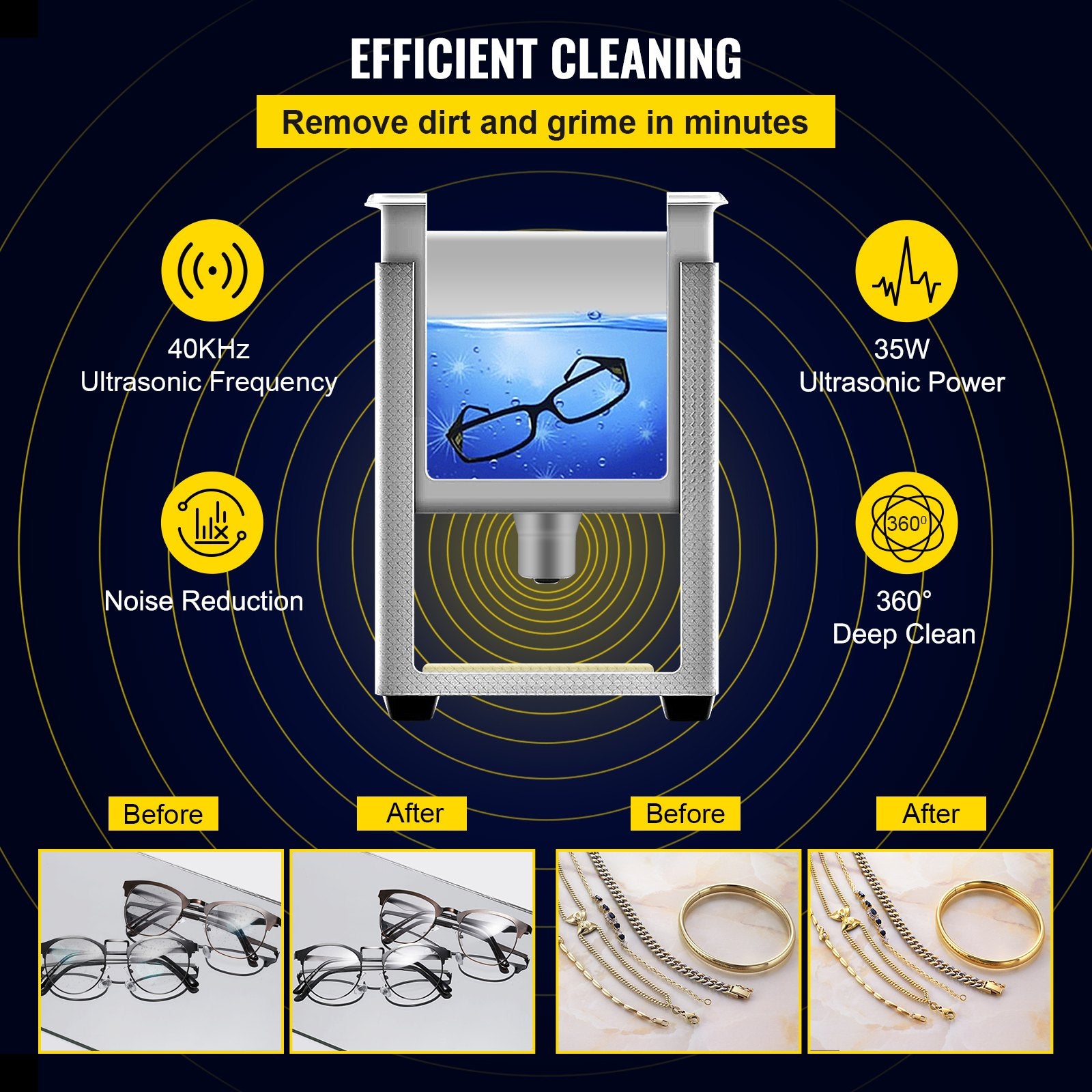 0.8L Professional Ultrasonic Cleaner 304 Stainless Steel Digital Lab Ultrasonic Cleaner with Timer for Jewelry Watch Glasses Circuit Board Dentures Small Parts Dental Instrument (0.8L) - Image 3