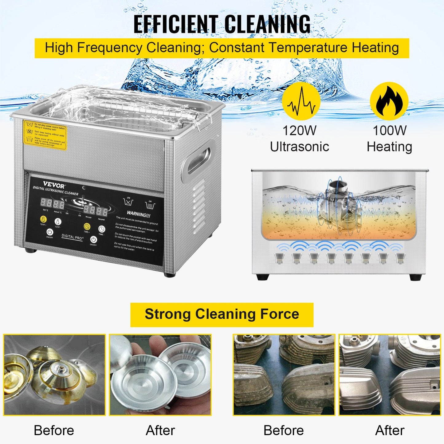 Digital Ultrasonic Cleaner 3L Ultrasonic Cleaning Machine 220V 50kHz Sonic Cleaner Machine 304 Stainless Steel Ultrasonic Cleaner Machine with Heater and Timer for Cleaning Jewelry Glasses Watch - Image 3