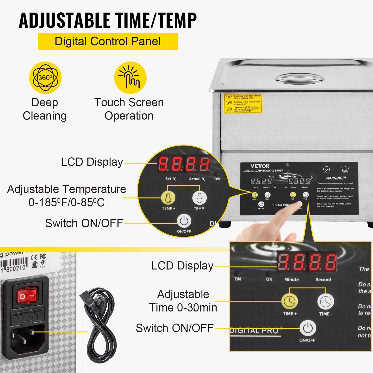 Digital Ultrasonic Cleaner 3L Ultrasonic Cleaning Machine 220V 50kHz Sonic Cleaner Machine 304 Stainless Steel Ultrasonic Cleaner Machine with Heater and Timer for Cleaning Jewelry Glasses Watch - Image 4