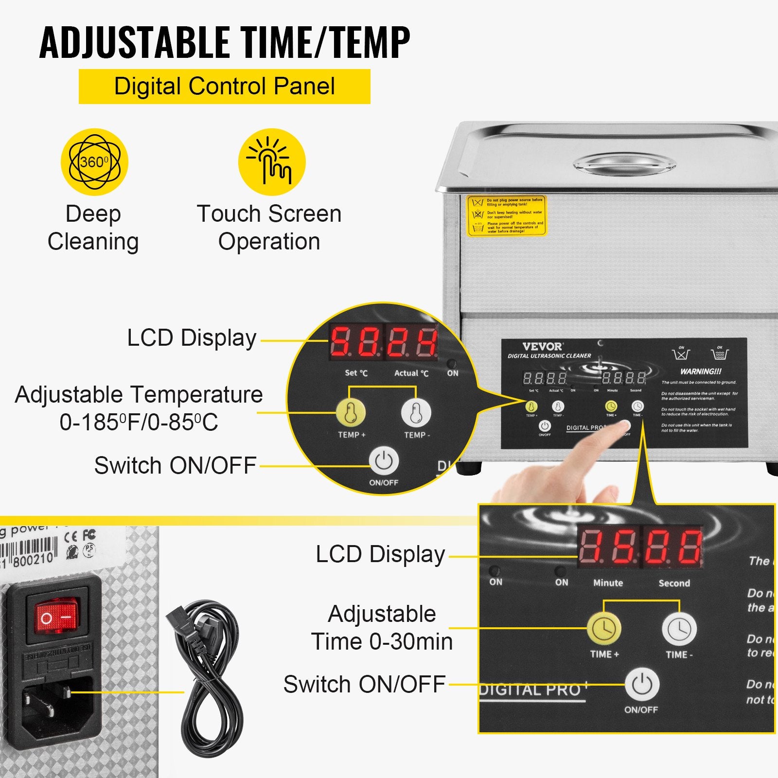 Digital Ultrasonic Cleaner 3L Ultrasonic Cleaning Machine 220V 50kHz Sonic Cleaner Machine 304 Stainless Steel Ultrasonic Cleaner Machine with Heater and Timer for Cleaning Jewelry Glasses Watch - Image 4
