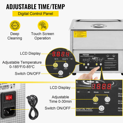 Digital Ultrasonic Cleaner 3L Ultrasonic Cleaning Machine 220V 50kHz Sonic Cleaner Machine 304 Stainless Steel Ultrasonic Cleaner Machine with Heater and Timer for Cleaning Jewelry Glasses Watch - Image 4