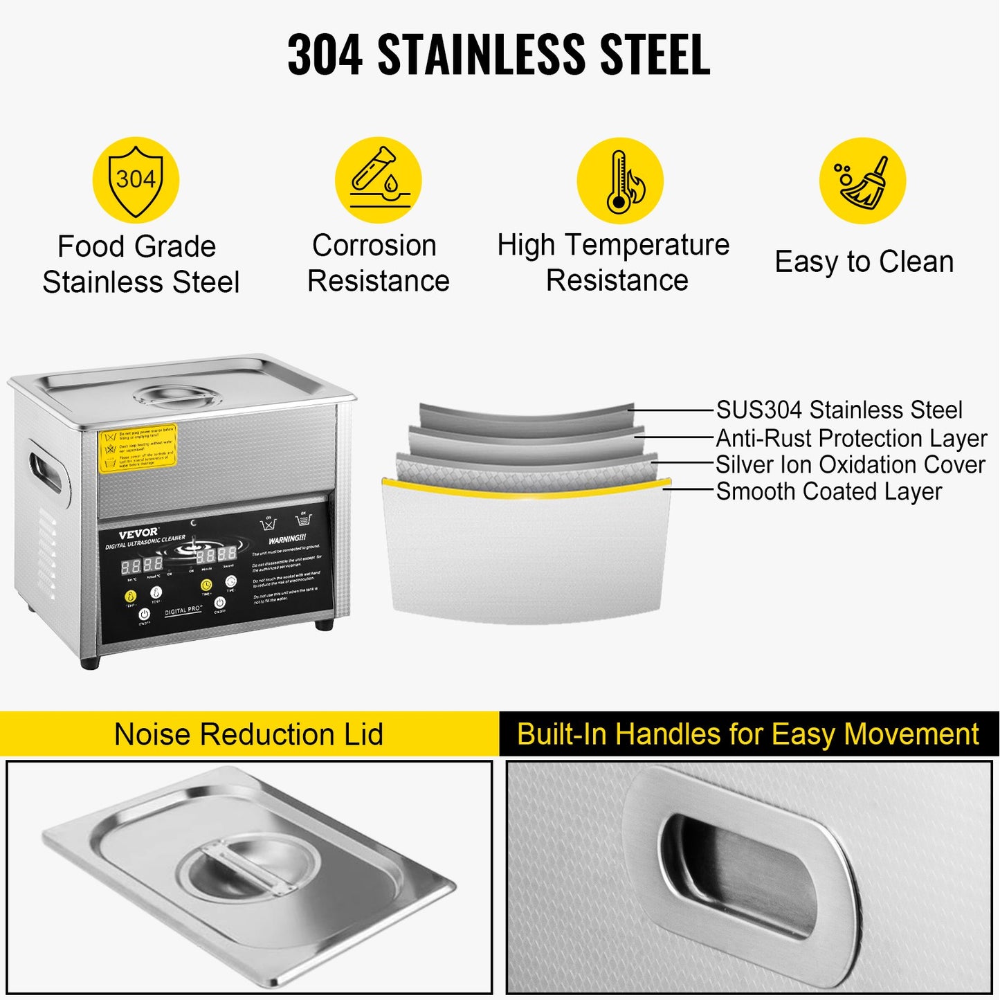 Digital Ultrasonic Cleaner 3L Ultrasonic Cleaning Machine 220V 50kHz Sonic Cleaner Machine 304 Stainless Steel Ultrasonic Cleaner Machine with Heater and Timer for Cleaning Jewelry Glasses Watch - Image 6