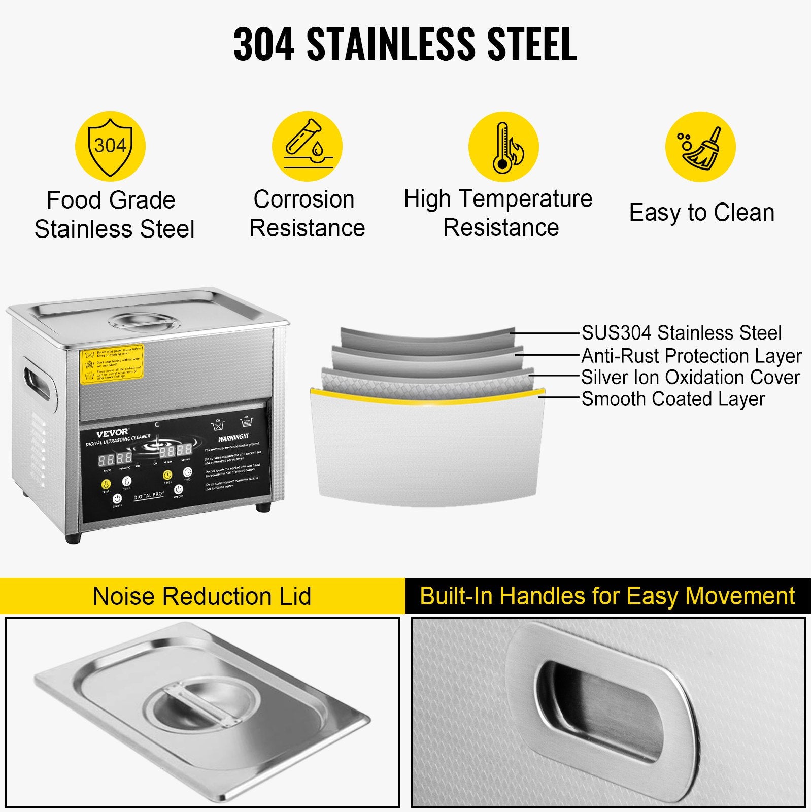 Digital Ultrasonic Cleaner 3L Ultrasonic Cleaning Machine 220V 50kHz Sonic Cleaner Machine 304 Stainless Steel Ultrasonic Cleaner Machine with Heater and Timer for Cleaning Jewelry Glasses Watch - Image 6