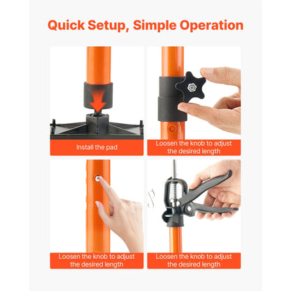 Cabinet Jack Support Pole, 2-Pack, 54-155 cm Steel Telescopic Quick Support Rod, Adjustable 3rd Hand System up to 70 kg Capacity for Installing Cabinets, Lifting Drywall, Cargo Bars - Image 4