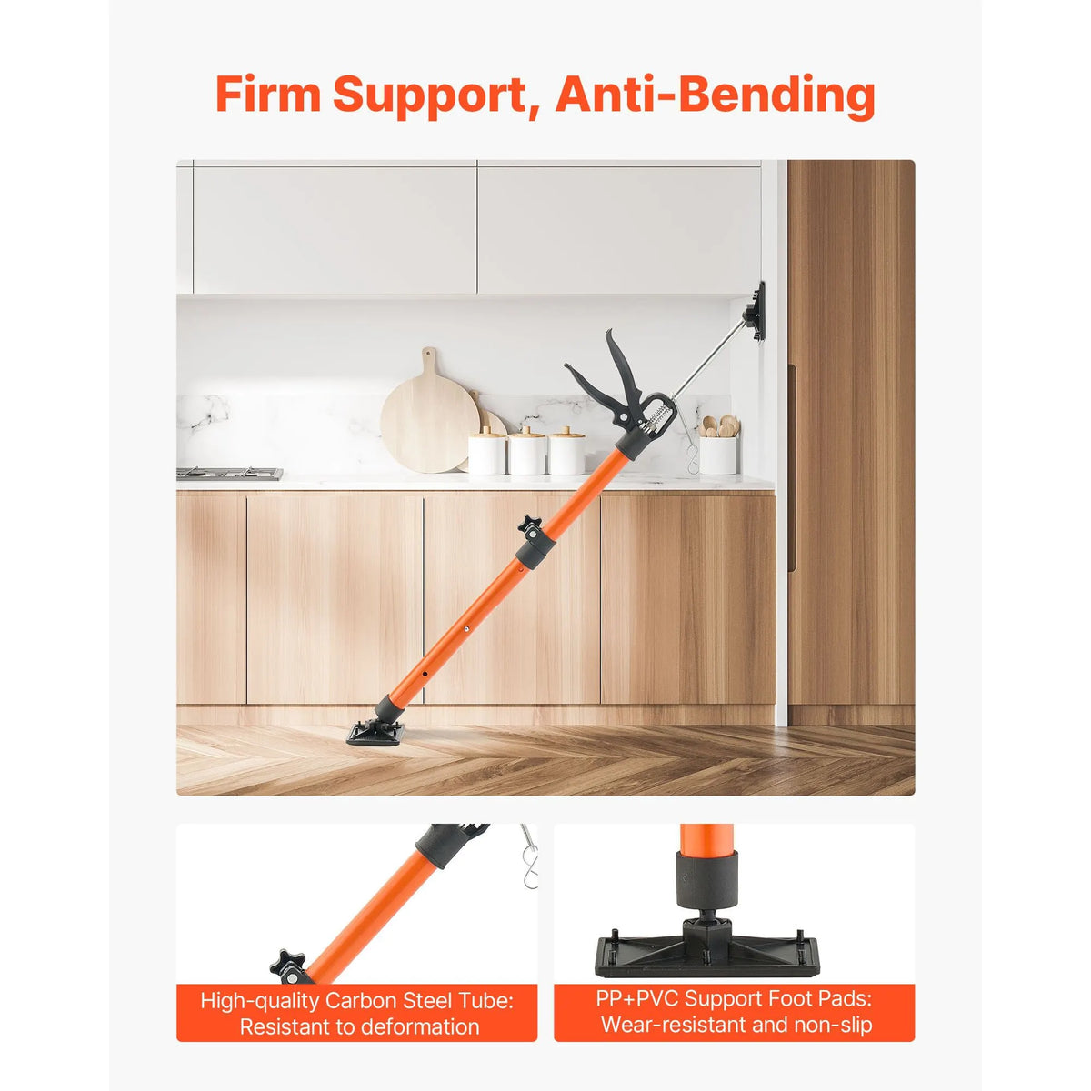 Cabinet Jack Support Pole, 2-Pack, 54-155 cm Steel Telescopic Quick Support Rod, Adjustable 3rd Hand System up to 70 kg Capacity for Installing Cabinets, Lifting Drywall, Cargo Bars - Image 6