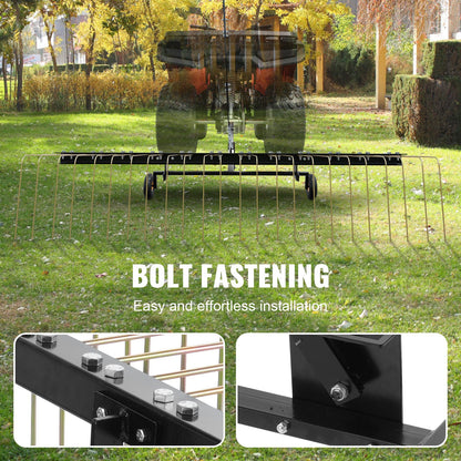 Tow Behind Dethatcher, 1.5m Tow Dethatcher with 24 Steel Tines, Lawn Dethatcher Rake for ATV or Mower, Tow Behind Lawn Rake with Lift Handle for Leaves, Pine Needles, and Grass - Image 5
