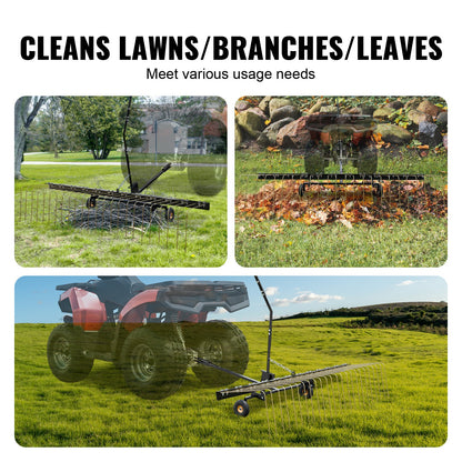 Tow Behind Dethatcher, 1.5m Tow Dethatcher with 24 Steel Tines, Lawn Dethatcher Rake for ATV or Mower, Tow Behind Lawn Rake with Lift Handle for Leaves, Pine Needles, and Grass - Image 6