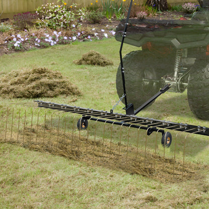 Tow Behind Dethatcher, 1.5m Tow Dethatcher with 24 Steel Tines, Lawn Dethatcher Rake for ATV or Mower, Tow Behind Lawn Rake with Lift Handle for Leaves, Pine Needles, and Grass - Image 8