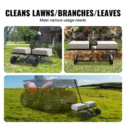 Tow Behind Dethatcher, 1015mm Tow Dethatcher with 20 Spring Steel Tines, Lawn Dethatcher Rake for ATV or Mower, Tow Behind Lawn Rake with Lift Handle for Garden Farm Grass - Image 6