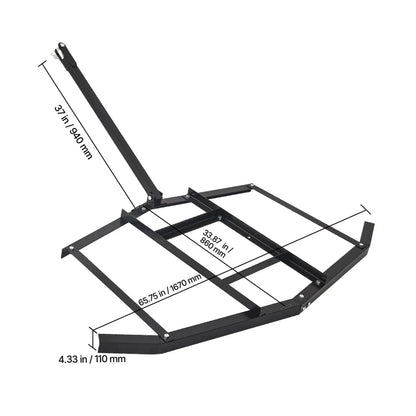 Drag Harrow, 66" Width Tow Behind Drag Harrow, Q235 Steel Driveway Grader with Adjustable Bars & Pin Hitch, Support up to 50 lbs, Tractor Driveway Harrow for ATVs, UTVs, Garden Lawn Tractors - Image 8