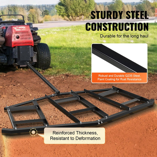 Driveway Drag, 84" Width Tow Behind Drag Harrow, Q235 Steel Driveway Grader with Adjustable Bars, Support up to 50 lbs, Driveway Tractor Harrow for ATVs, UTVs, Garden Lawn Tractors - Image 2