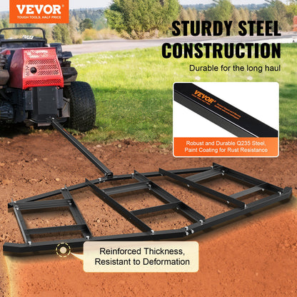 Driveway Drag, 84" Width Tow Behind Drag Harrow, Q235 Steel Driveway Grader with Adjustable Bars, Support up to 50 lbs, Driveway Tractor Harrow for ATVs, UTVs, Garden Lawn Tractors - Image 2