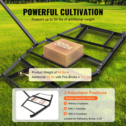 Driveway Drag, 84" Width Tow Behind Drag Harrow, Q235 Steel Driveway Grader with Adjustable Bars, Support up to 50 lbs, Driveway Tractor Harrow for ATVs, UTVs, Garden Lawn Tractors - Image 4