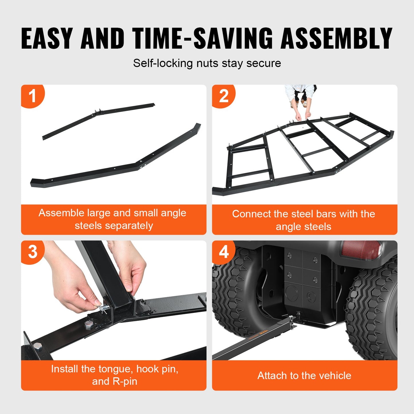 Driveway Drag, 84" Width Tow Behind Drag Harrow, Q235 Steel Driveway Grader with Adjustable Bars, Support up to 50 lbs, Driveway Tractor Harrow for ATVs, UTVs, Garden Lawn Tractors - Image 5