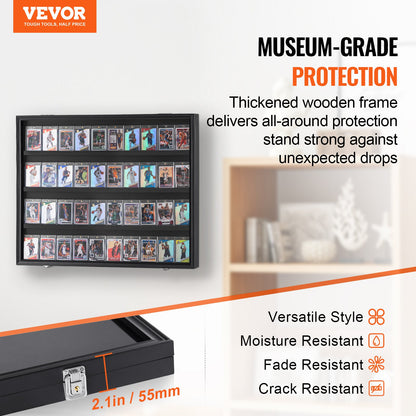 36 Graded Sports Card Display Case, 775 x 617 x 55 mm, Baseball Card Display Frame with 98% UV Protection Clear View PC Glass, Lockable Wall Cabinet for Football Basketball Hockey Trading Card - Image 2