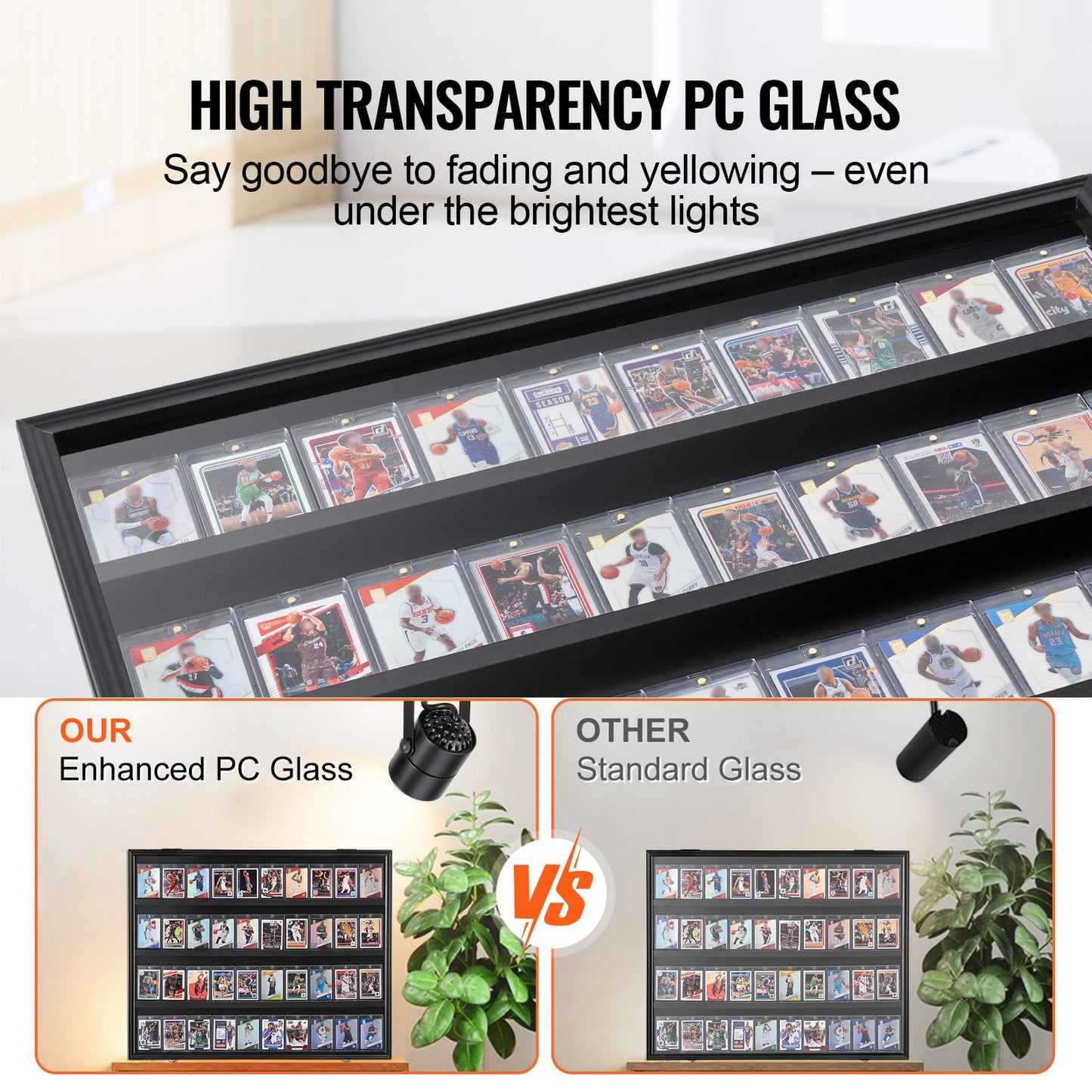 36 Graded Sports Card Display Case, 775 x 617 x 55 mm, Baseball Card Display Frame with 98% UV Protection Clear View PC Glass, Lockable Wall Cabinet for Football Basketball Hockey Trading Card - Image 4