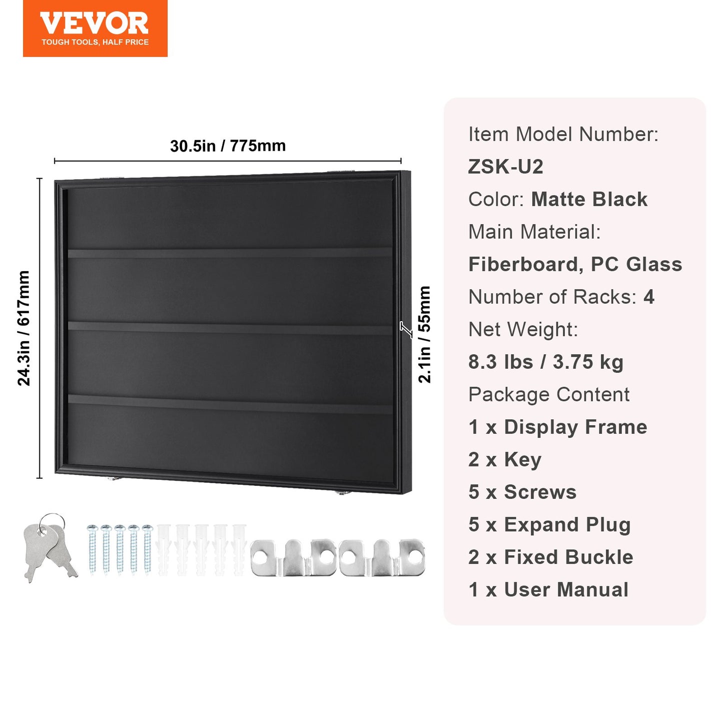36 Graded Sports Card Display Case, 775 x 617 x 55 mm, Baseball Card Display Frame with 98% UV Protection Clear View PC Glass, Lockable Wall Cabinet for Football Basketball Hockey Trading Card - Image 7