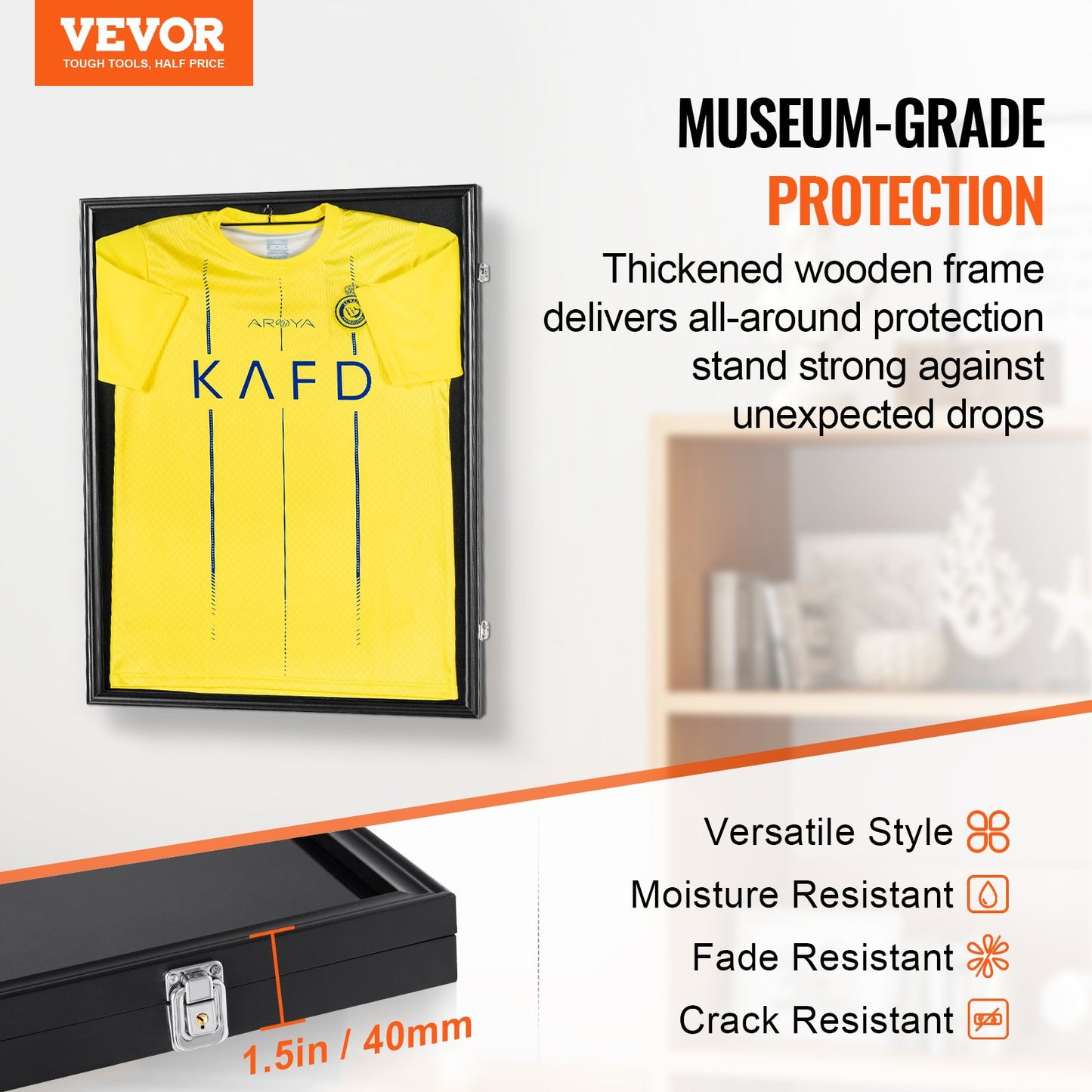 2PCs Jersey Display Frame Case, 590 x 790 x 40 mm, Large Lockable Sport Jersey Shadow Box with 98% UV Protection PC Glass and Hangers, for Baseball Basketball Football Hockey Shirt and Uniform - Image 2