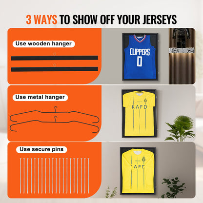 2PCs Jersey Display Frame Case, 590 x 790 x 40 mm, Large Lockable Sport Jersey Shadow Box with 98% UV Protection PC Glass and Hangers, for Baseball Basketball Football Hockey Shirt and Uniform - Image 5