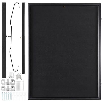 Jersey Display Frame Case, 610 x 812 x 40 mm, Large Lockable Sport Jersey Shadow Box with 98% UV Protection PC Glass and Hangers, for Baseball Basketball Football Hockey Shirt and Uniform, Black