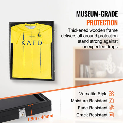 Jersey Display Frame Case, 610 x 812 x 40 mm, Large Lockable Sport Jersey Shadow Box with 98% UV Protection PC Glass and Hangers, for Baseball Basketball Football Hockey Shirt and Uniform, Black - Image 2
