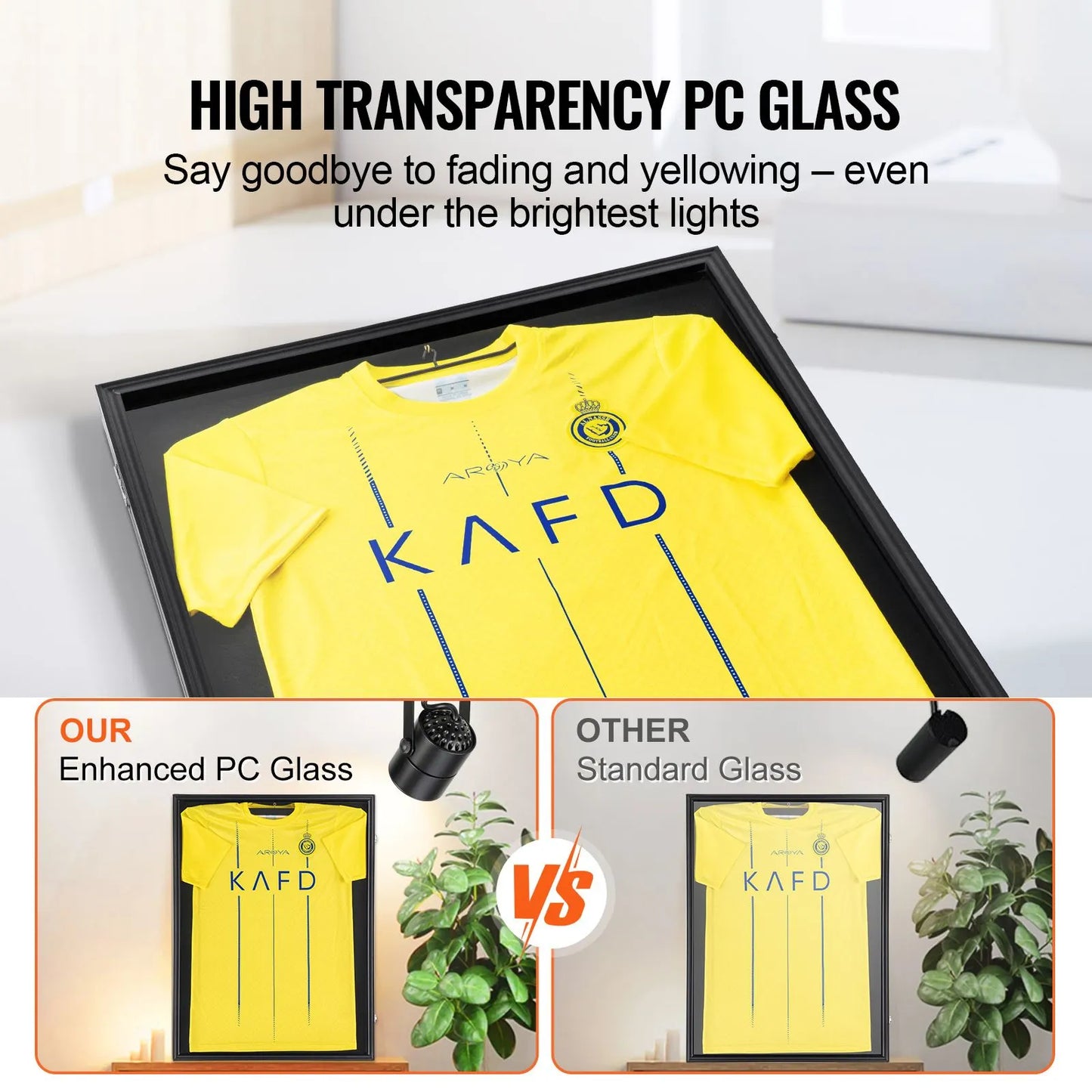 Jersey Display Frame Case, 610 x 812 x 40 mm, Large Lockable Sport Jersey Shadow Box with 98% UV Protection PC Glass and Hangers, for Baseball Basketball Football Hockey Shirt and Uniform, Black - Image 4