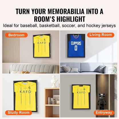 Jersey Display Frame Case, 610 x 812 x 40 mm, Large Lockable Sport Jersey Shadow Box with 98% UV Protection PC Glass and Hangers, for Baseball Basketball Football Hockey Shirt and Uniform, Black - Image 6