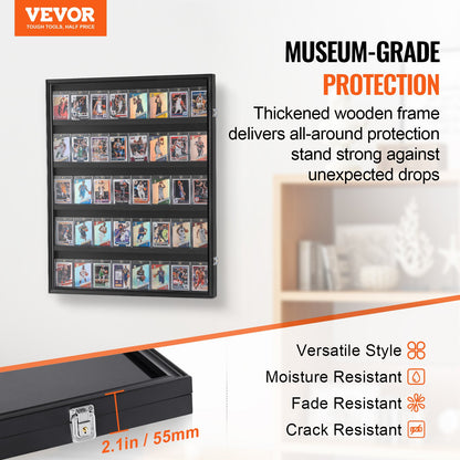 35 Graded Sports Card Display Case, 617 x 775 x 55 mm, Baseball Card Display Frame with 98% UV Protection Clear View PC Glass, Lockable Wall Cabinet for Football Basketball Hockey Trading Card - Image 2