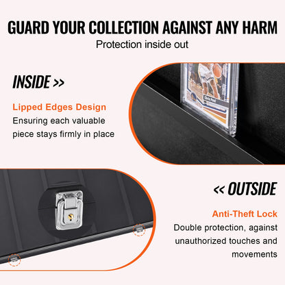 35 Graded Sports Card Display Case, 617 x 775 x 55 mm, Baseball Card Display Frame with 98% UV Protection Clear View PC Glass, Lockable Wall Cabinet for Football Basketball Hockey Trading Card - Image 3