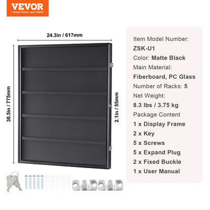 35 Graded Sports Card Display Case, 617 x 775 x 55 mm, Baseball Card Display Frame with 98% UV Protection Clear View PC Glass, Lockable Wall Cabinet for Football Basketball Hockey Trading Card - Image 7
