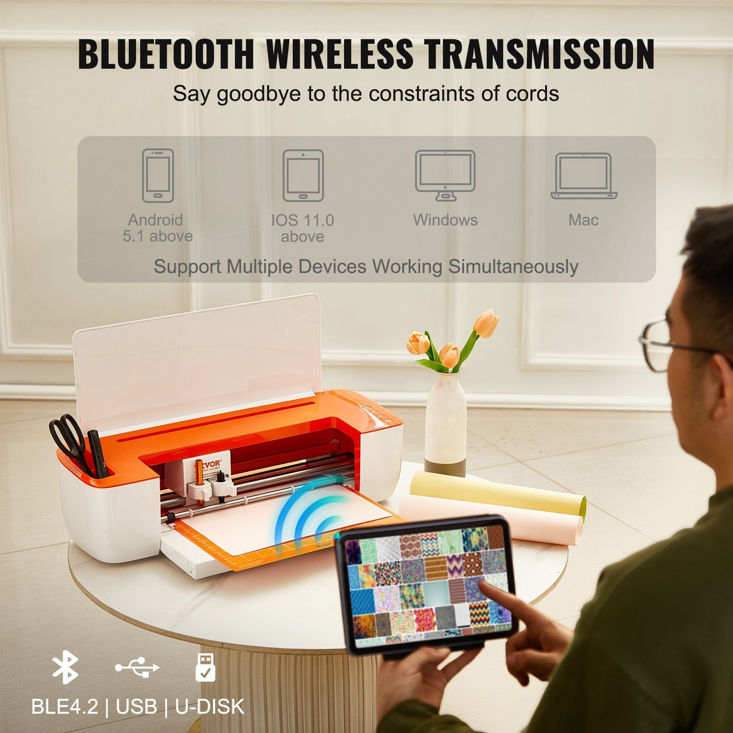 Vinyl Cutter Machine, Bluetooth Connectivity DIY Cutting Machine, Compatible with iOS, Android, Windows and Mac, Massive Designs Included, for Creating Customized Cards, Home Decor - Image 5