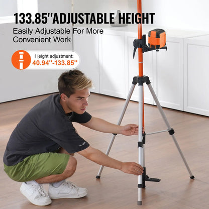 Laser Level Tripod, 1/4"-20 & 5/8"-11 Thread Mount, 40.94-133.85 inch Height Adjustment with Level Bubble & Heavy-duty Stand, Extendable Pole Lightweight Aluminum Tripod for Laser Scanner - Image 3