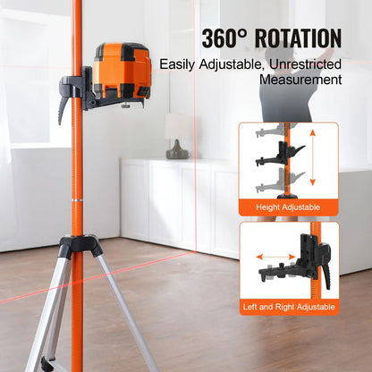 Laser Level Tripod, 1/4"-20 & 5/8"-11 Thread Mount, 40.94-133.85 inch Height Adjustment with Level Bubble & Heavy-duty Stand, Extendable Pole Lightweight Aluminum Tripod for Laser Scanner - Image 4