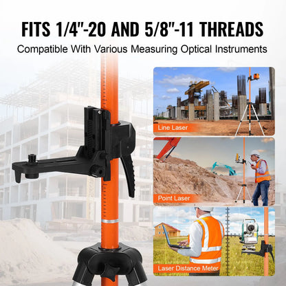 Laser Level Tripod, 1/4"-20 & 5/8"-11 Thread Mount, 40.94-133.85 inch Height Adjustment with Level Bubble & Heavy-duty Stand, Extendable Pole Lightweight Aluminum Tripod for Laser Scanner - Image 6