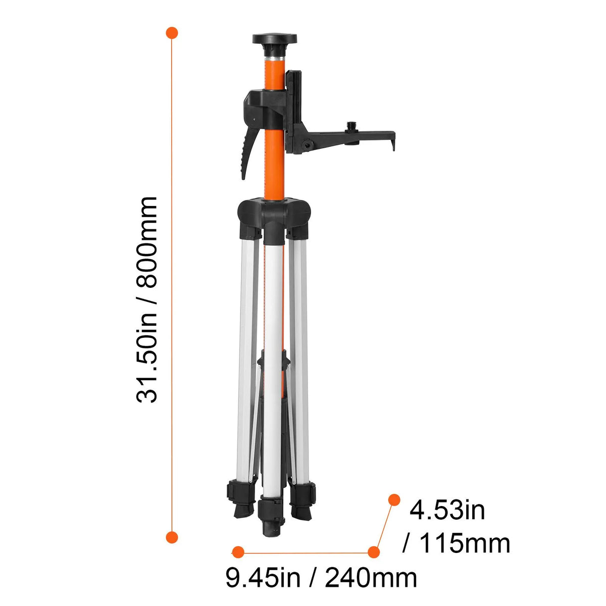 Laser Level Tripod, 1/4"-20 & 5/8"-11 Thread Mount, 40.94-133.85 inch Height Adjustment with Level Bubble & Heavy-duty Stand, Extendable Pole Lightweight Aluminum Tripod for Laser Scanner - Image 8