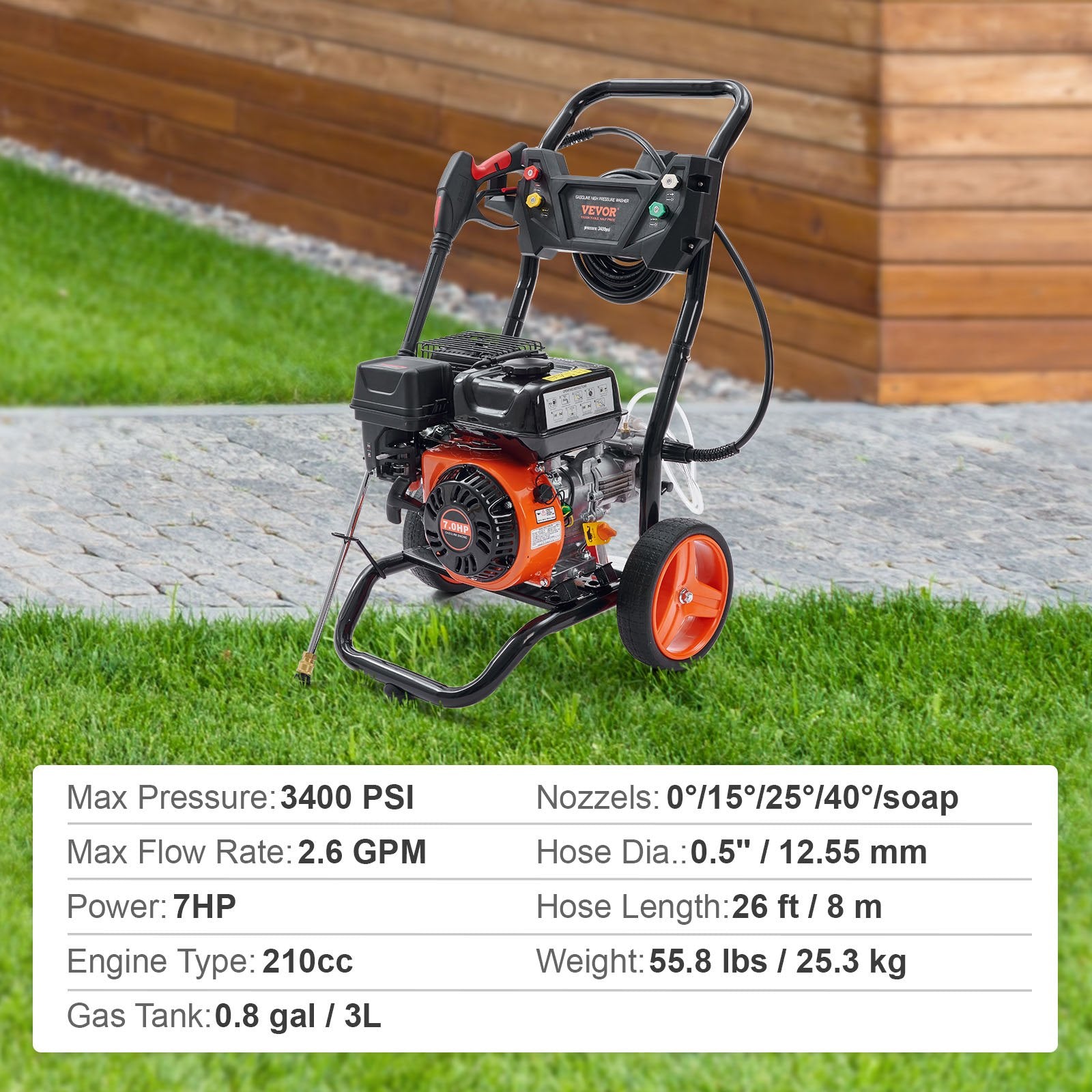 Gas Pressure Washer Gas Powered Washer 3400 PSI 2.6 GPM 210cc 5 Nozzles - Image 7