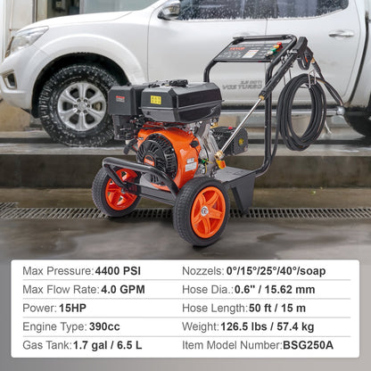 Gas Pressure Washer Gas Powered Washer 4400 PSI 4.0 GPM 390cc 5 Nozzles - Image 7