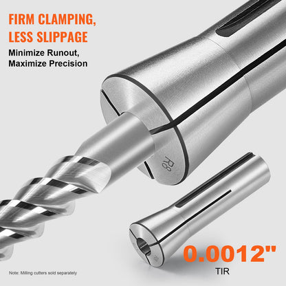 13 pcs Precision R8 Collet Set, 1/8'' - 7/8'', 45# Mill Collet Chuck 0.0012"/30μm TIR with 13 Labeled Storage Boxes, for Milling Machine Drill Presses Boring Machine Machining Center - Image 5