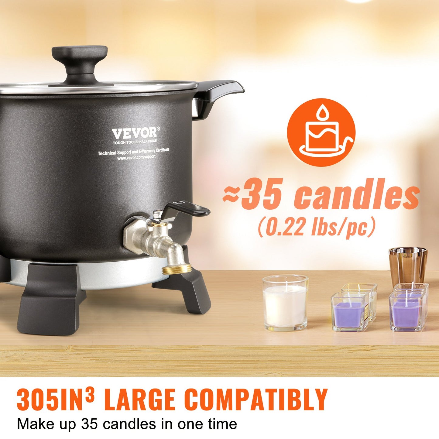 Wax Melter for Candle Making, 5 Liter Large Electric Wax Melting Pot Easy Pour Spout, 4-level Temperature Control, Easy Clean for Candle Soap Cream Beauty Bulk Production Business or Home - Image 3