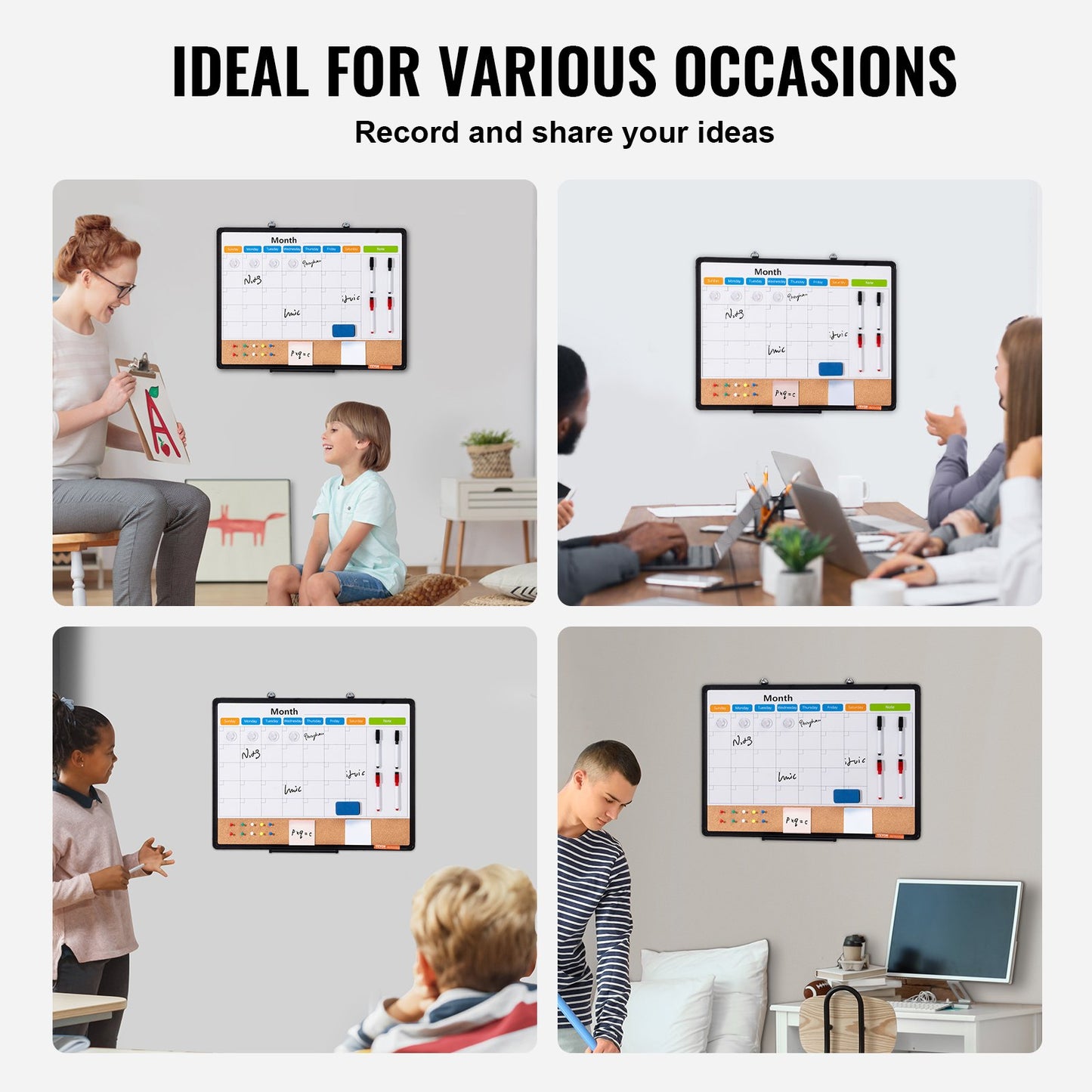 24"x 18" Monthly Calendar Whiteboard & Cork Board Combo with Aluminum Frame – 2-in-1 Magnetic Dry Erase Bulletin Board for Wall Mount – Ideal for School, Home, Office - Image 6
