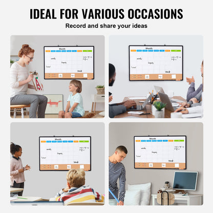 36"x 24" Monthly Calendar Whiteboard & Cork Board Combo with Aluminum Frame – 2-in-1 Magnetic Dry Erase Bulletin Board for Wall Mount – Ideal for School, Home, Office - Image 6