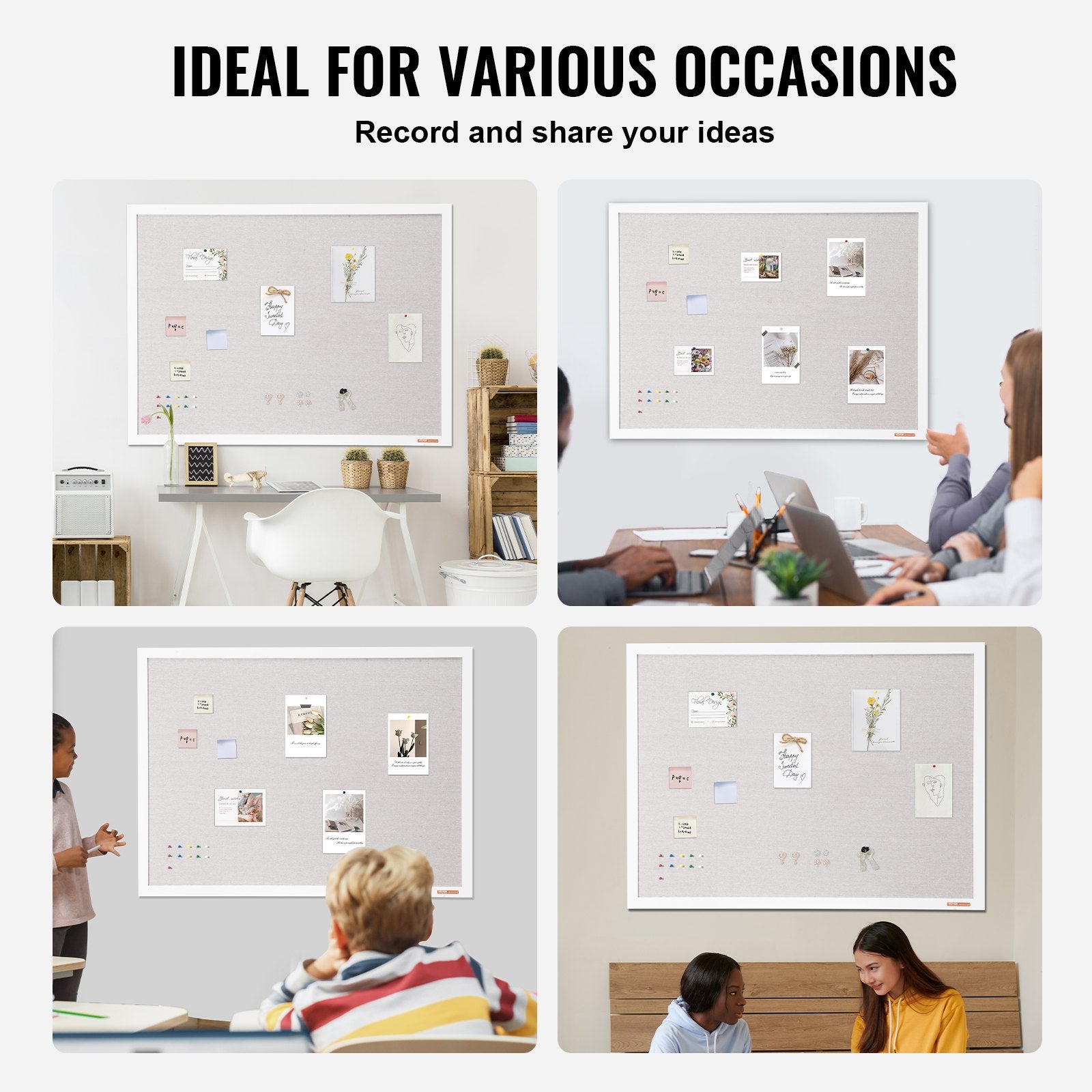 48"x36" White Cork Board with Linen Surface – Stylish Wall-Mounted Bulletin Board for Home, School, Office – Elegant & Functional Noticeboard - Image 6