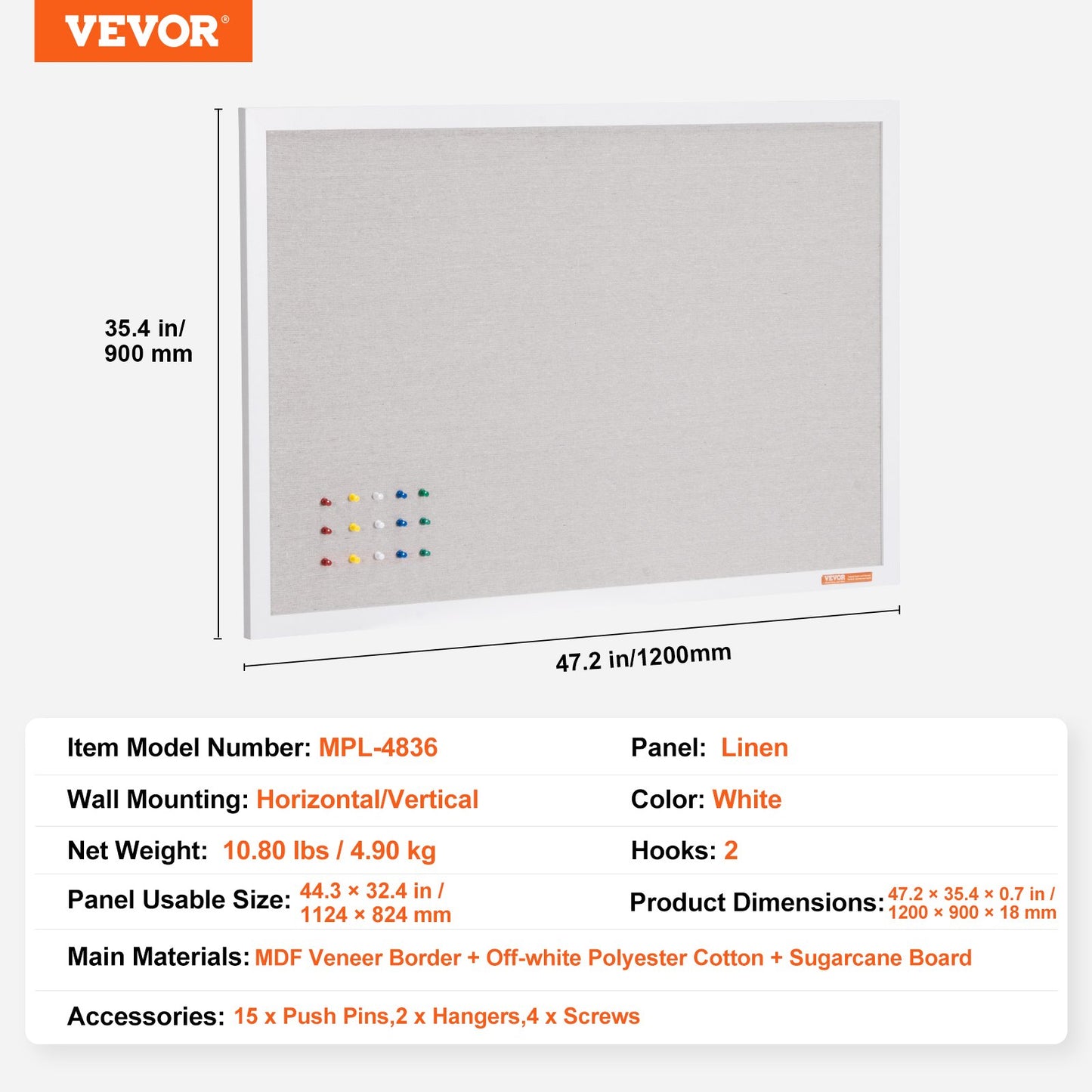 48"x36" White Cork Board with Linen Surface – Stylish Wall-Mounted Bulletin Board for Home, School, Office – Elegant & Functional Noticeboard - Image 7