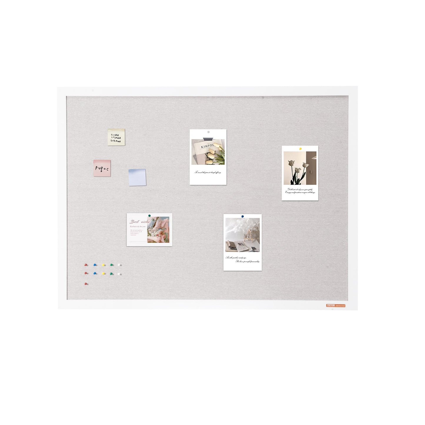 48"x36" White Cork Board with Linen Surface – Stylish Wall-Mounted Bulletin Board for Home, School, Office – Elegant & Functional Noticeboard - Image 9