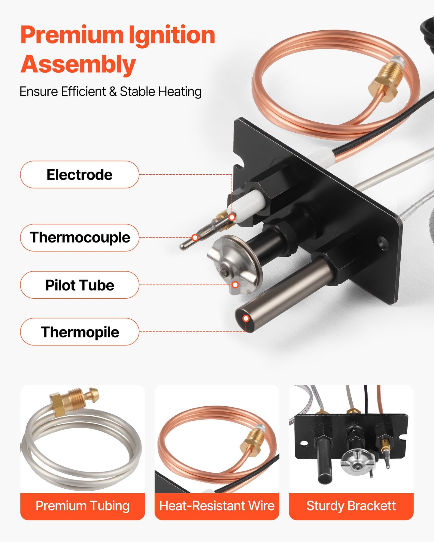 Gas Pilot Assembly, OE 69L17, 69L1701, 904405, J4117, 108084-02 Fireplace Gas Pilot Assembly Kit, Natural Gas Ignition Replacement, Compatible with Lennox, Superior, Astria Models, Black - Image 2