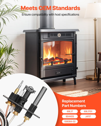 Gas Pilot Assembly, OE 69L17, 69L1701, 904405, J4117, 108084-02 Fireplace Gas Pilot Assembly Kit, Natural Gas Ignition Replacement, Compatible with Lennox, Superior, Astria Models, Black - Image 4