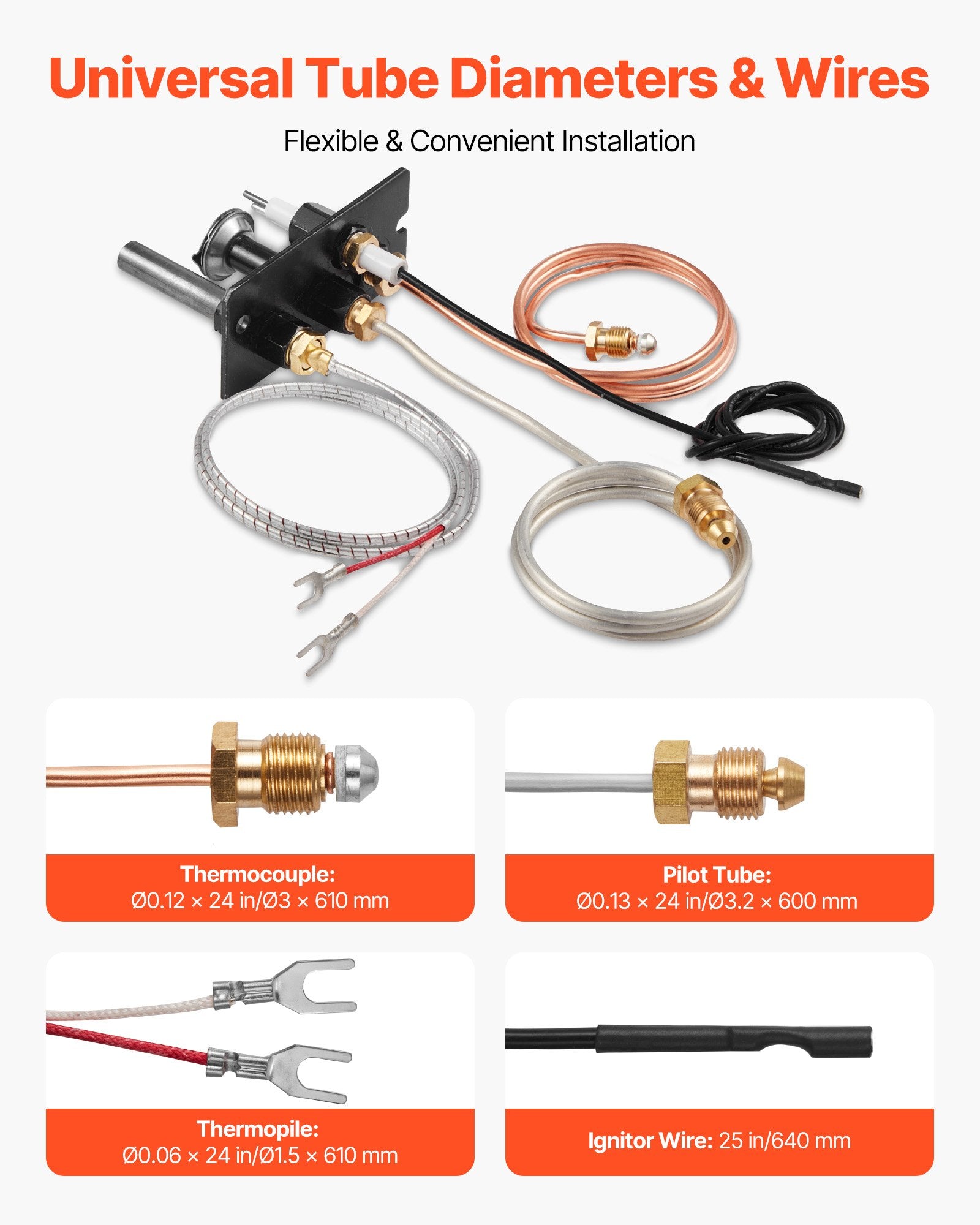Gas Pilot Assembly, OE 69L17, 69L1701, 904405, J4117, 108084-02 Fireplace Gas Pilot Assembly Kit, Natural Gas Ignition Replacement, Compatible with Lennox, Superior, Astria Models, Black - Image 6