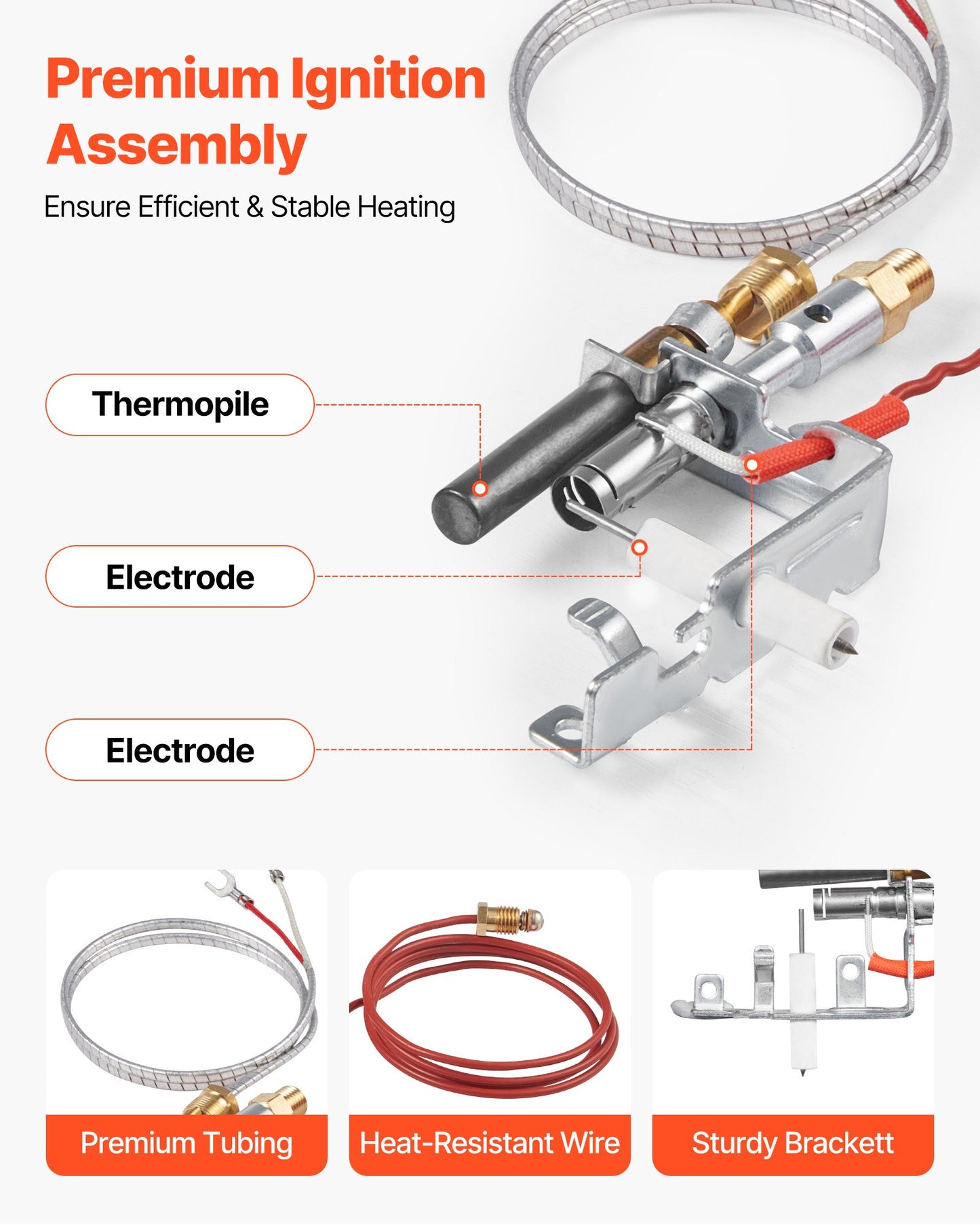 Gas Pilot Assembly, OE 14D0477, LPG8404, SRV14D0477 Fireplace Gas Pilot Assembly Kit, LPG Ignition Replacement, Compatible with Lexington Forge, Majestic, Martin, Monessen Models - Image 2