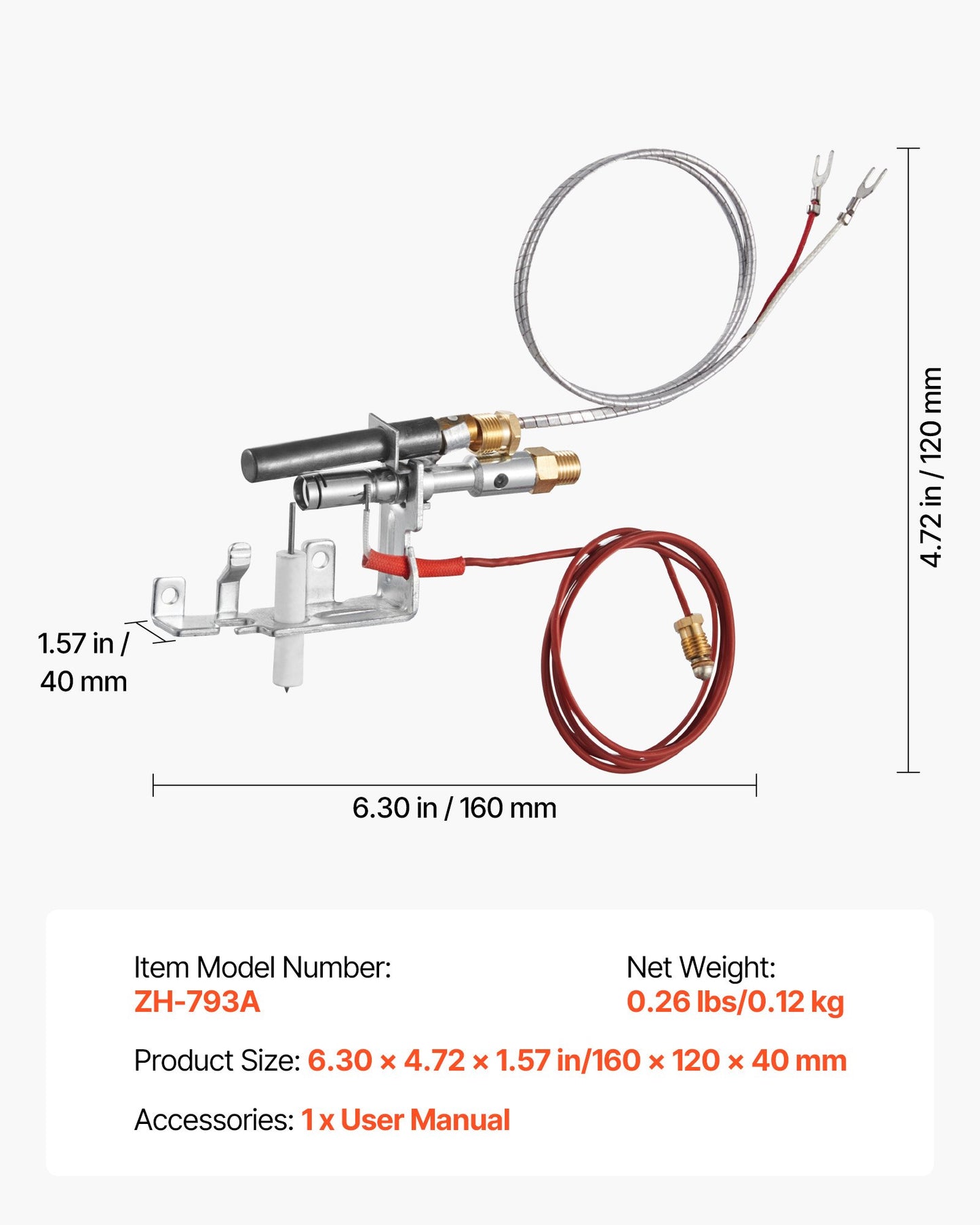Gas Pilot Assembly, OE 14D0477, LPG8404, SRV14D0477 Fireplace Gas Pilot Assembly Kit, LPG Ignition Replacement, Compatible with Lexington Forge, Majestic, Martin, Monessen Models - Image 7